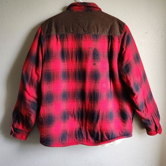 L Coleman Shacket Heritage Plaid Sherpa Fleece Chore Barn Jacket Coat Corduroy - Picture 2 of 11